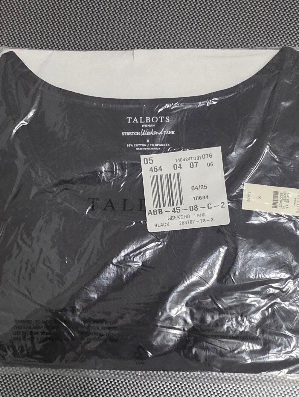 NWT Talbots Woman Stretch Weekend Tank Top Black Plus Size X New Sealed